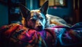 A cute terrier puppy sleeping comfortably on a pillow indoors generated by AI Royalty Free Stock Photo