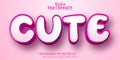 Cute text effect, editable pink color cartoon text style