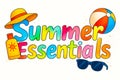 Cute text Summer Essentials Royalty Free Stock Photo