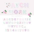 Cute textile font for scrapbook or collage design.