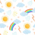 Cute textured cartoon weather elements pattern