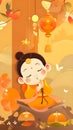A cute Thai Chinese wallpaper about relief, superstition, astrology, strengthening luck and destiny. Royalty Free Stock Photo