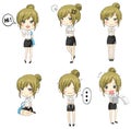 Cute Thai college student emotional icon set 2