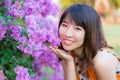 Cute Thai girl is very happy with purple Kertas Royalty Free Stock Photo