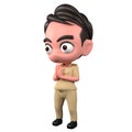 Cute Thai government employee Cartoon SD Model 3D render Character. 3d rendering. clipping paht