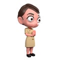 Cute Thai government employee Cartoon SD Model 3D render Character. 3d rendering. clipping paht