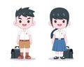 Cute Thai students uniform cartoon illustration