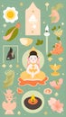 A cute Thai wallpaper about relief, superstition, astrology, strengthening luck and destiny.