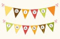 Cute Thanksgiving bunting flags with letters in traditional colors