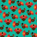 Cute thanksgiving turkey pattern Royalty Free Stock Photo
