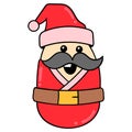 Cute thick mustache santa doll on christmas, doodle icon drawing