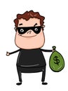 Cute thief cartoon illustration and white backgroundcartoon illustration