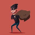 Cute thief character. Vector cartoon illustration