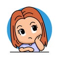 Cute thinking woman cartoon