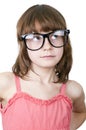 Cute thoguhtful child with funny glasses