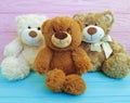Cute three teddy bear toy child funny colored wooden, family