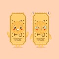 Cute Ticket Characters Smiling and Sad