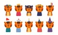 Cute tiger big set, superhero, princess, unicorn