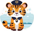 Cute tiger boy playing sailor costume