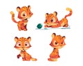 Cute tiger cartoon character, animal cub mascot Royalty Free Stock Photo