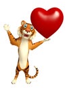 Cute Tiger cartoon character with heart Royalty Free Stock Photo