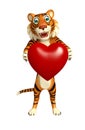 Cute Tiger cartoon character with heart Royalty Free Stock Photo