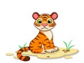 Cute Tiger Cartoon Characters on white background. Kid, baby vector art illustration with funny animal Royalty Free Stock Photo