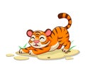 Cute Tiger Cartoon Characters on white background. Kid, baby vector art illustration with funny animal Royalty Free Stock Photo