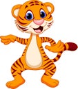 Cute tiger cartoon dancing Royalty Free Stock Photo