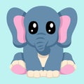 Cute elephant cartoon chibi style