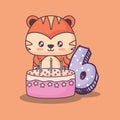 Cute tiger clebrating party kawaii character