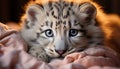 Cute tiger cub staring, fur striped, close up, looking at camera generated by AI Royalty Free Stock Photo
