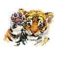 Cute tiger cub watercolor illustration. wild baby animals series Royalty Free Stock Photo