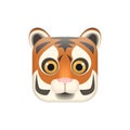 Cute tiger face, animal head in square shape, comic portrait of wild predator Royalty Free Stock Photo