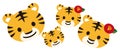 Cute Tiger Family Animal Flat Cartoon Character Vector Illustration Royalty Free Stock Photo