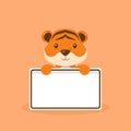 Cute Tiger Holding Blank Text Board