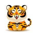 Vector illustration of cute tiger isolated on white background.