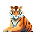 Cute tiger isolated. Beautiful image of a tiger. Tiger in flat style