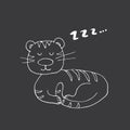 Cute Tiger sleeping, Cartoon Animal baby and children print design Vector Illustration Royalty Free Stock Photo