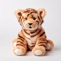Cute Tiger Stuffed Animal - Kodak Portra Style Photo On White Background