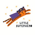 Cute tiger superhero Royalty Free Stock Photo