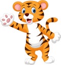 Cute tiger waving hand
