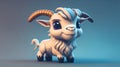 Cute Tiny Anime Goat, Cartoon Logo Design, AI Generative Illustration Royalty Free Stock Photo