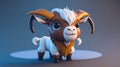 Cute Tiny Anime Goat, Cartoon Logo Design, AI Generative Illustration Royalty Free Stock Photo