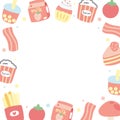 Cute tiny icon food frame pastel.Stationary DIY design.Memo paper.Bubble milk tea Royalty Free Stock Photo
