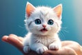 Hand holding a small cute kitten. Little fluffy kitten Royalty Free Stock Photo