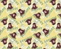 Cute tiny monkey and textile printing variants, gift paper printing patterns, animal picture and writings, pattern, fabric pattern