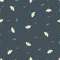 Cute tiny plant flower spring doodle pattern background