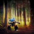 A tiny robot roaming alone