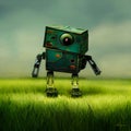 A tiny robot roaming alone
